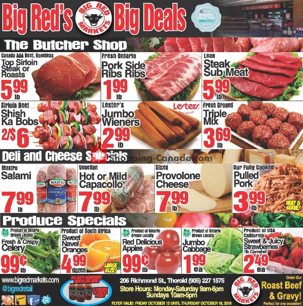 Big Red Markets flyer from Friday October 12, 2018 to Thursday October 18, 2018 - page 1
