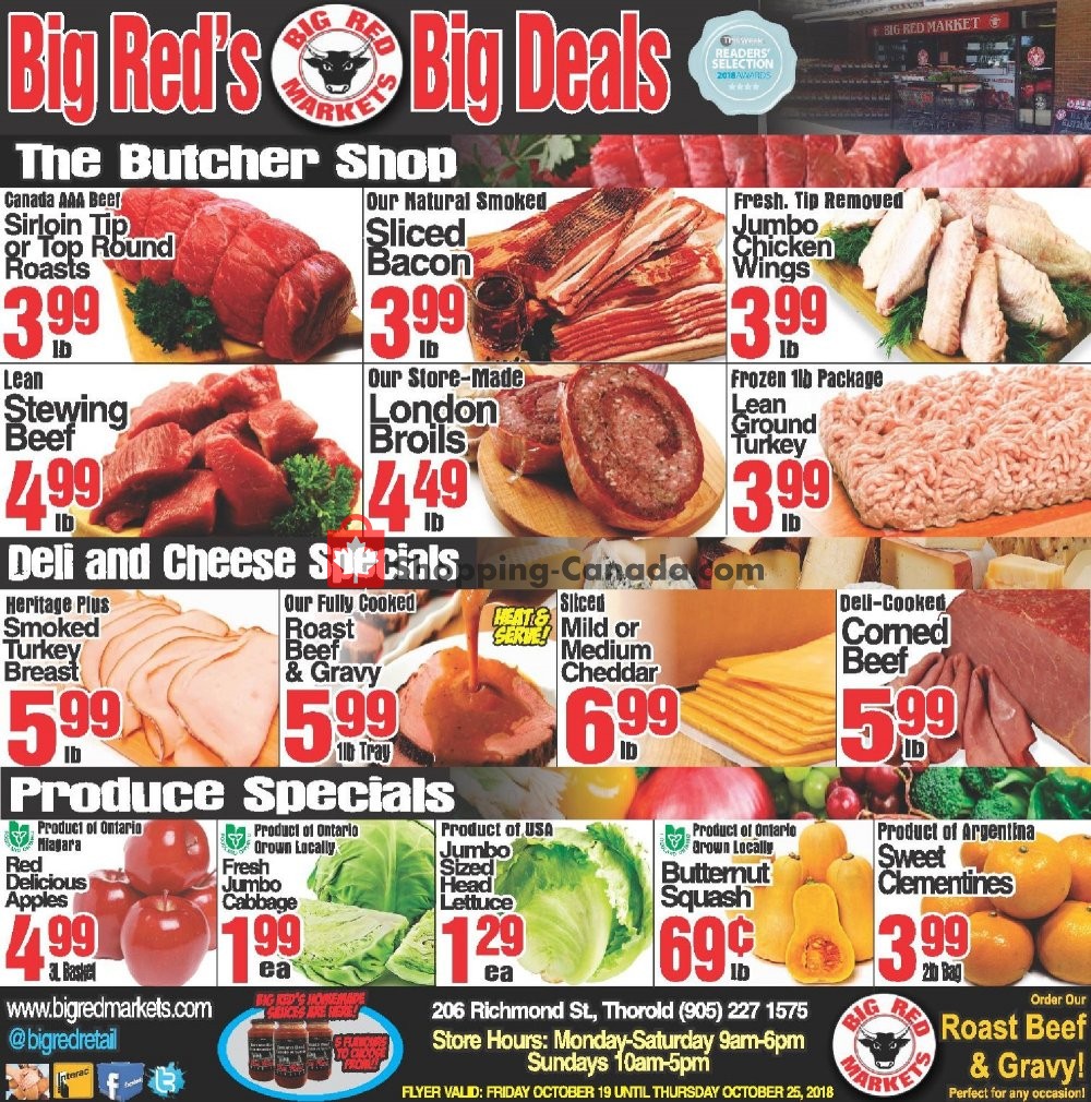 Big Red Markets flyer from Friday October 19, 2018 to Thursday October 25, 2018 - page 1