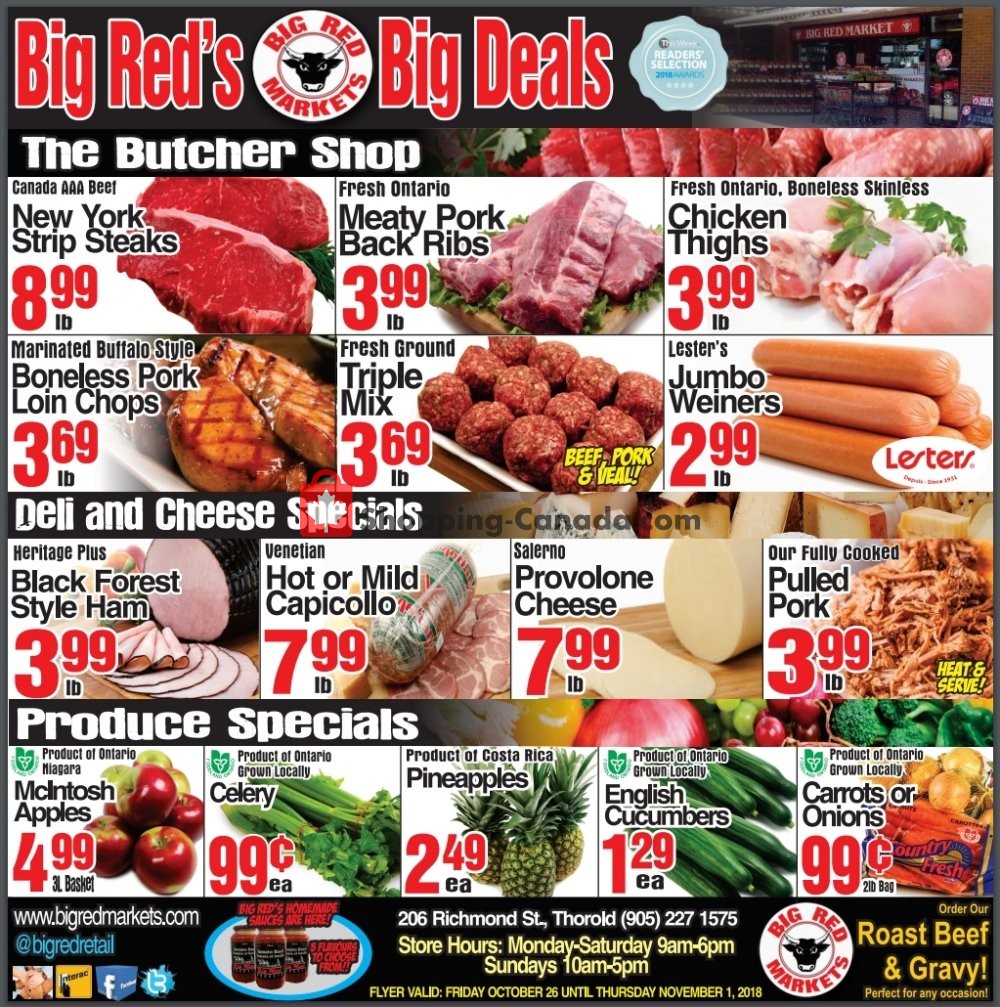 Big Red Markets flyer from Friday October 26, 2018 to Thursday November 1, 2018 - page 1
