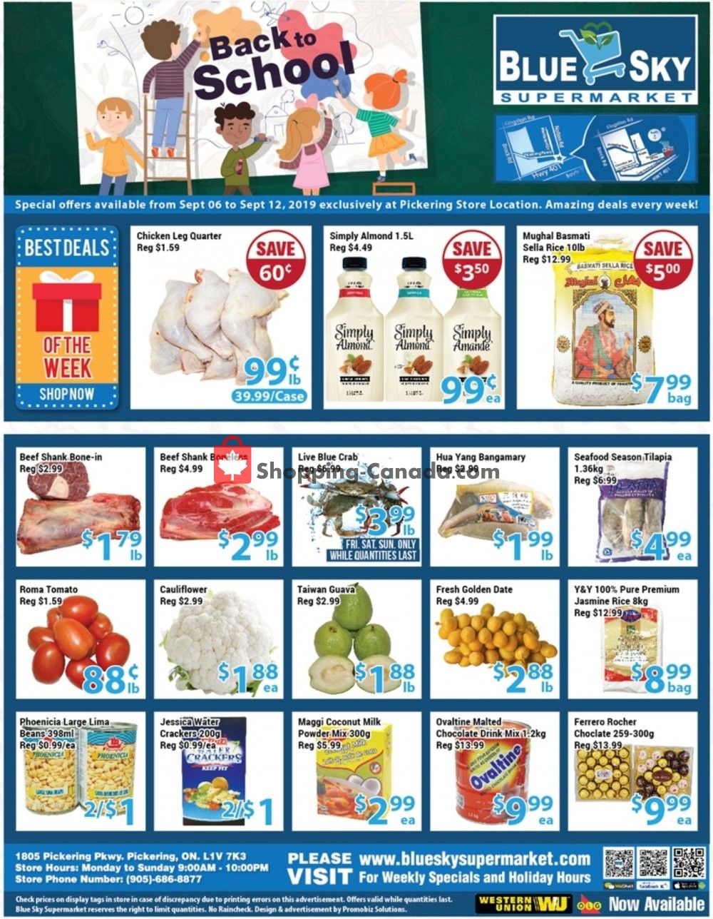 Blue Sky Supermarket flyer from Friday September 6, 2019 to Thursday September 12, 2019 - page 1