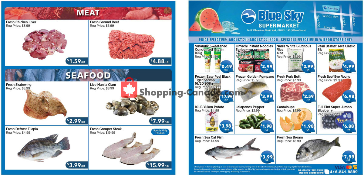 Blue Sky Supermarket flyer from Friday August 21, 2026 to Thursday August 27, 2026 - page 1