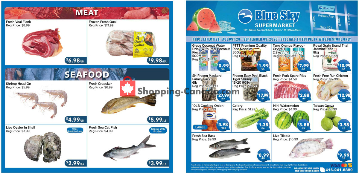 Blue Sky Supermarket flyer from Friday August 28, 2026 to Thursday September 3, 2026 - page 1