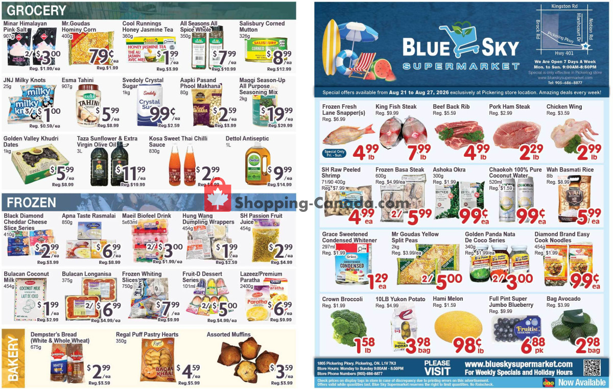 Blue Sky Supermarket flyer from Friday August 21, 2026 to Thursday August 27, 2026 - page 1