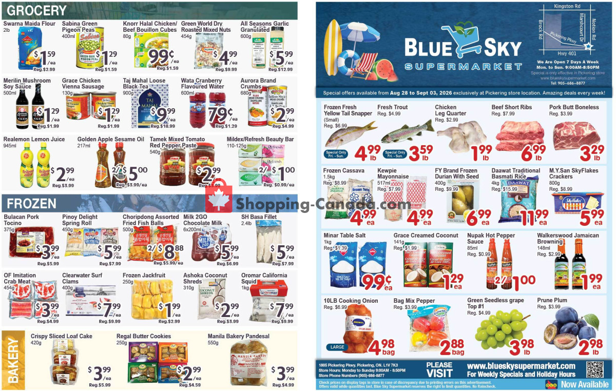 Blue Sky Supermarket flyer from Friday August 28, 2026 to Thursday September 3, 2026 - page 1