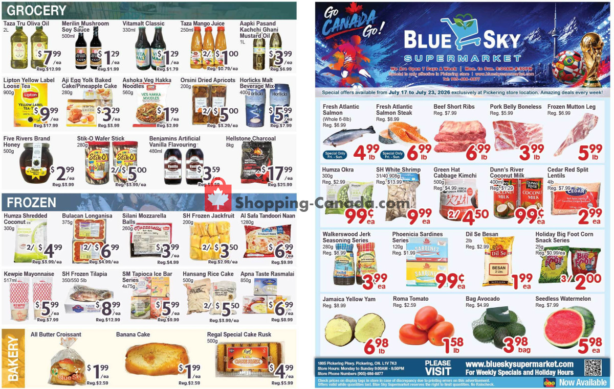 Blue Sky Supermarket flyer from Friday July 17, 2026 to Thursday July 23, 2026 - page 1