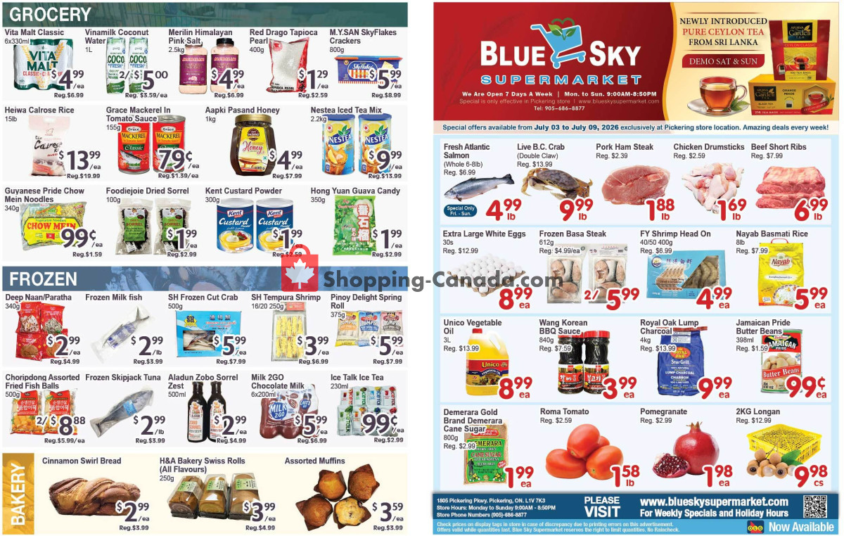 Blue Sky Supermarket flyer from Friday July 3, 2026 to Thursday July 9, 2026 - page 1