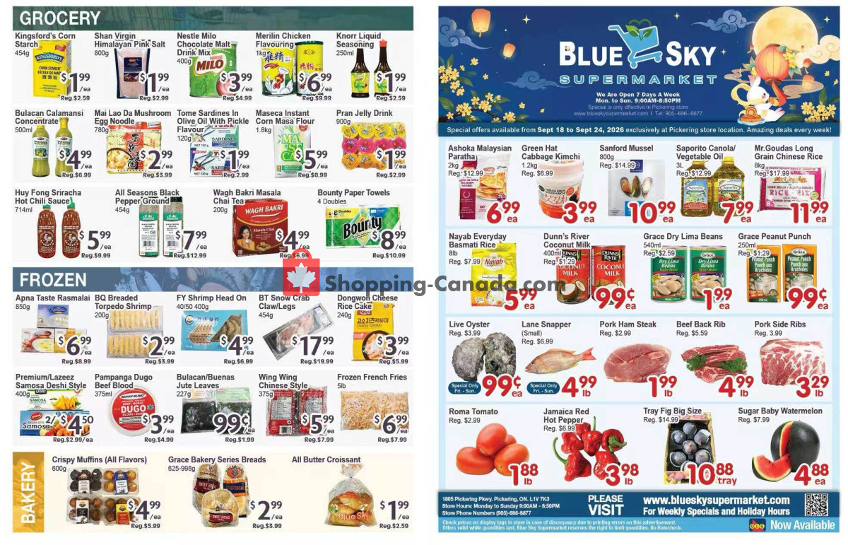 Blue Sky Supermarket flyer from Friday September 18, 2026 to Thursday September 24, 2026 - page 1