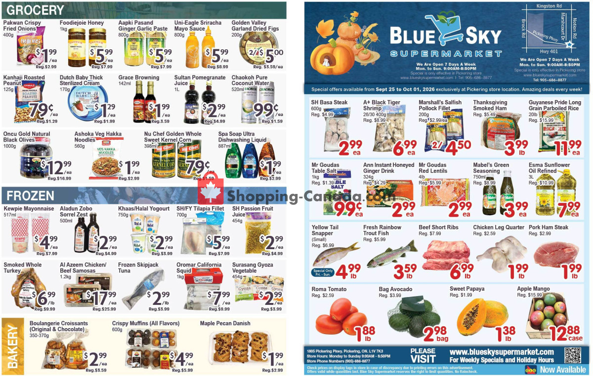 Blue Sky Supermarket flyer from Friday September 25, 2026 to Thursday October 1, 2026 - page 1