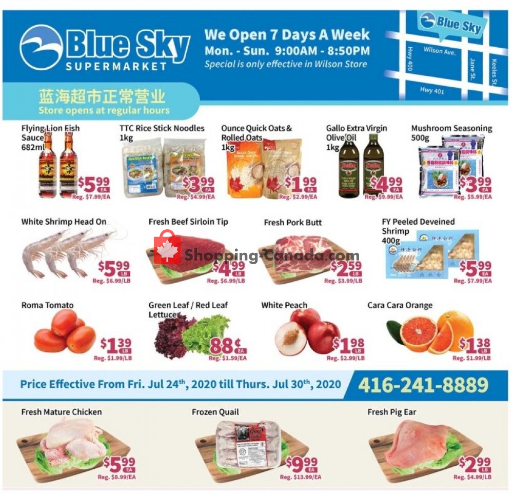 Blue Sky Supermarket flyer from Friday July 24, 2020 to Thursday July 30, 2020 - page 1