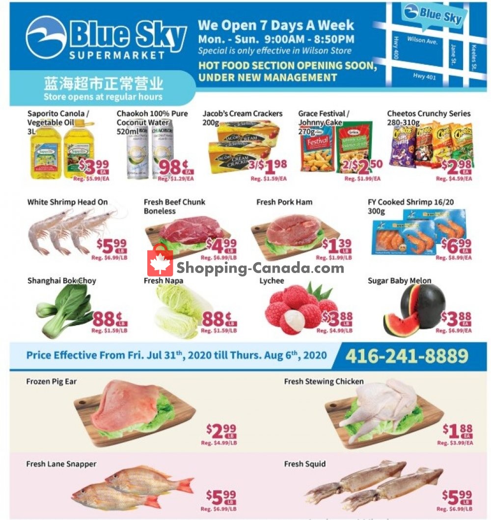 Blue Sky Supermarket flyer from Friday July 31, 2020 to Thursday August 6, 2020 - page 1