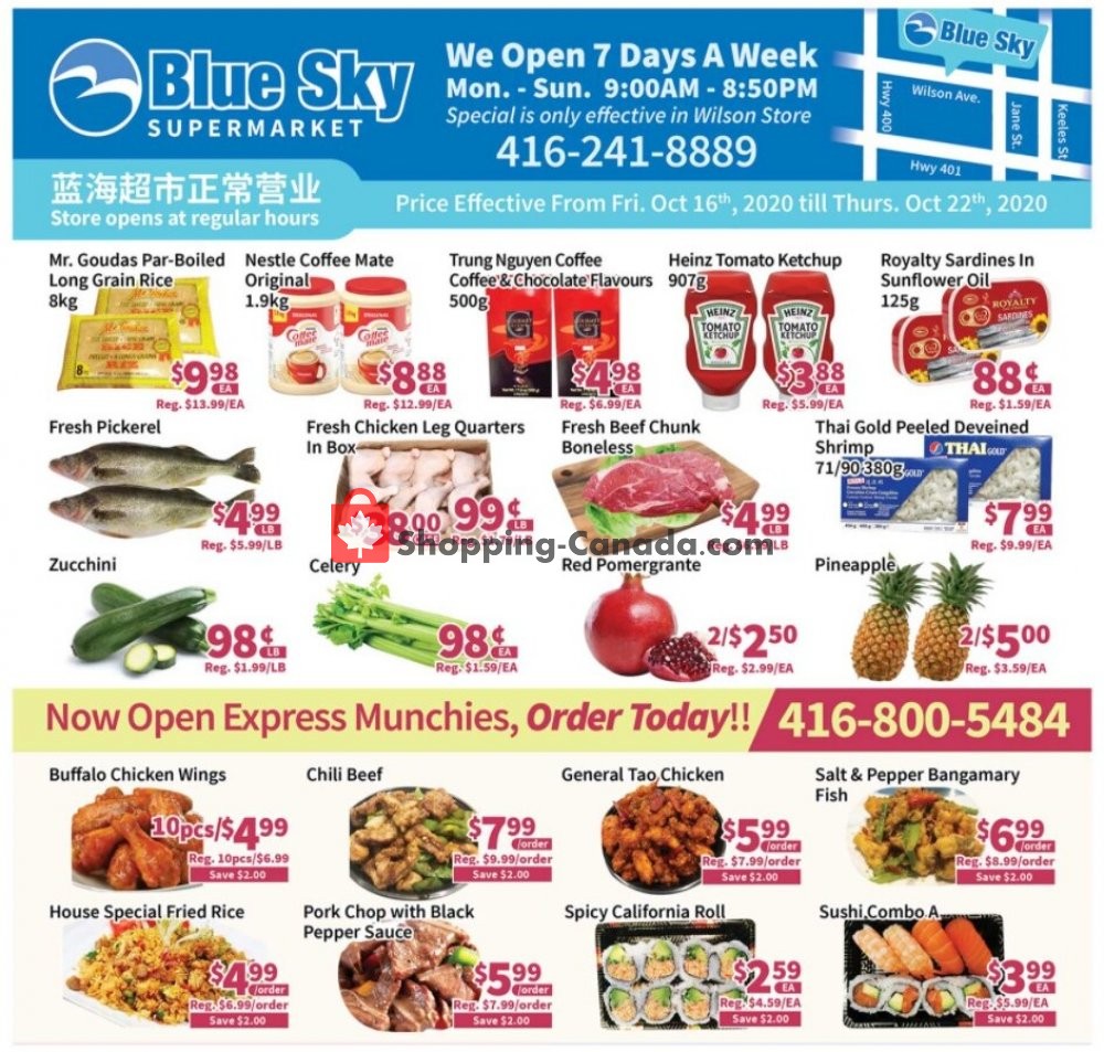 Blue Sky Supermarket flyer from Friday October 16, 2020 to Thursday October 22, 2020 - page 1