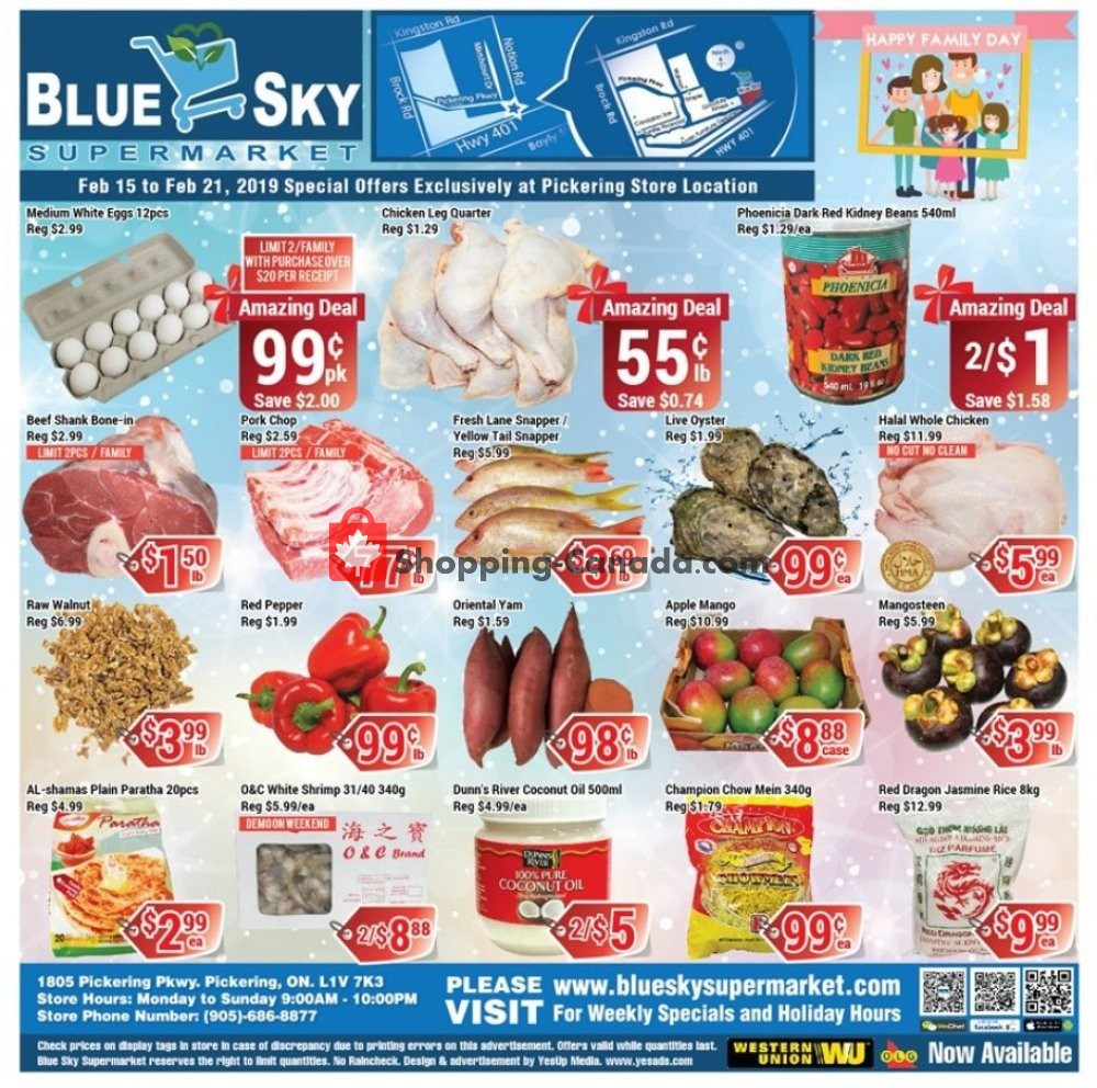 Blue Sky Supermarket flyer from Friday February 15, 2019 to Thursday February 21, 2019 - page 1