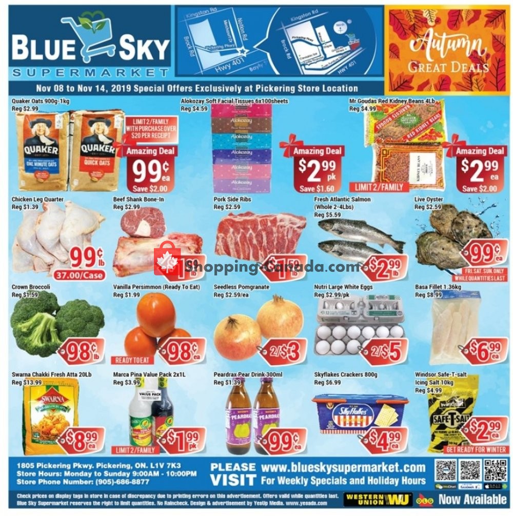 Blue Sky Supermarket flyer from Friday November 8, 2019 to Thursday November 14, 2019 - page 1