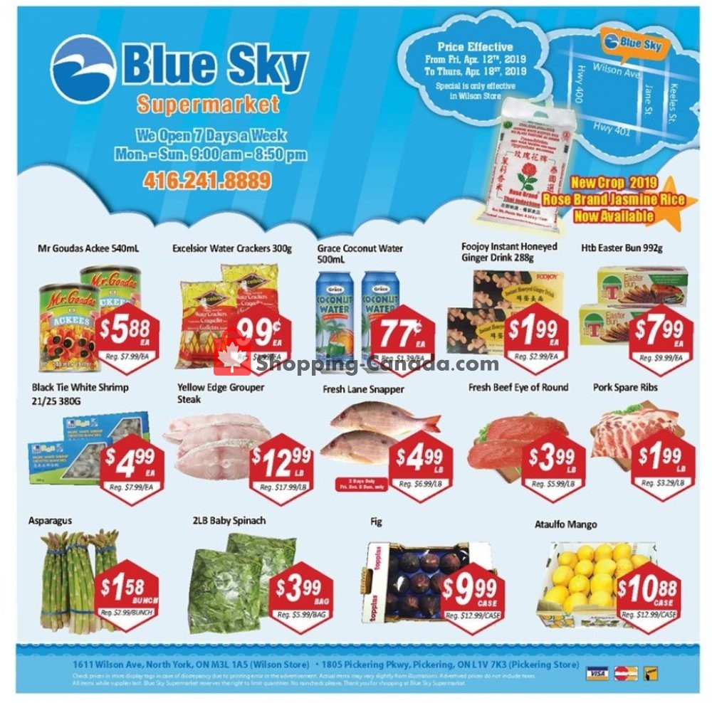 Blue Sky Supermarket flyer from Friday April 12, 2019 to Thursday April 18, 2019 - page 1