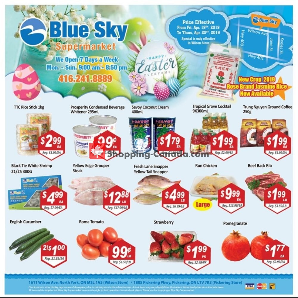Blue Sky Supermarket flyer from Friday April 19, 2019 to Thursday April 25, 2019 - page 1