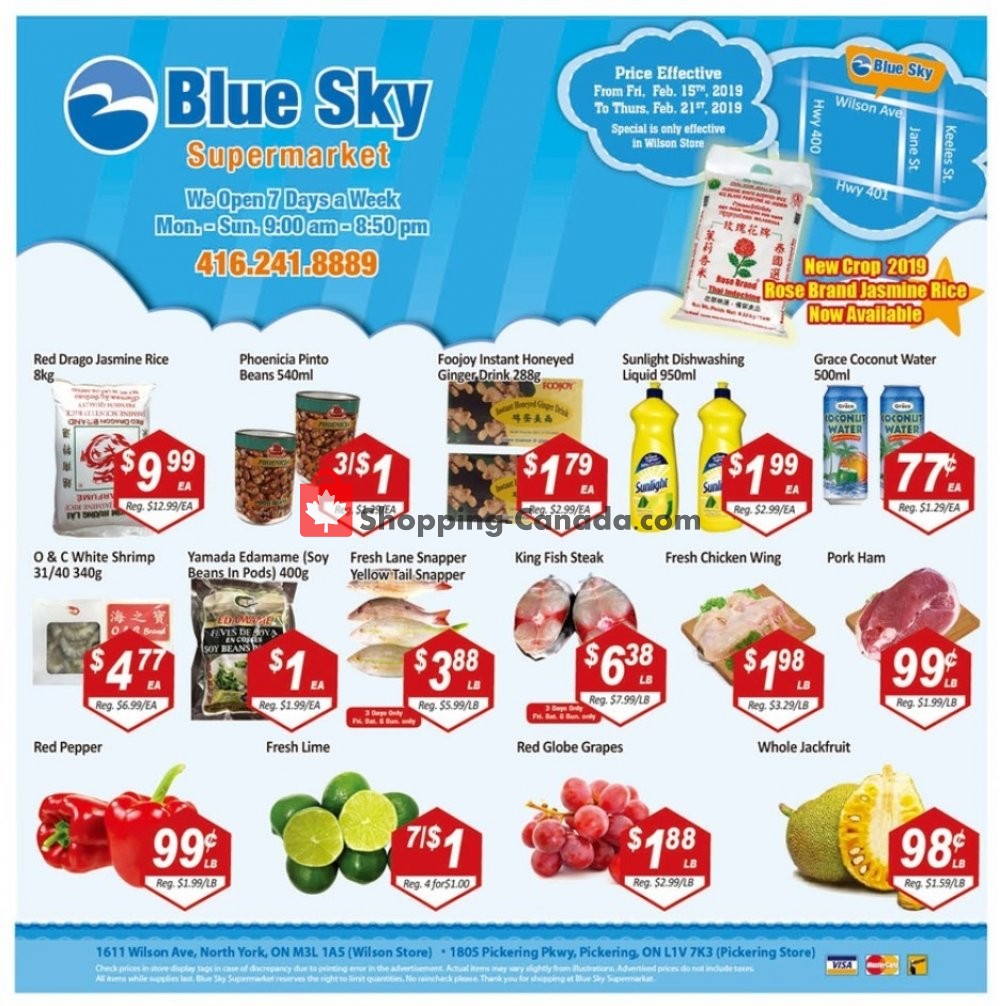 Blue Sky Supermarket flyer from Friday February 15, 2019 to Thursday February 21, 2019 - page 1