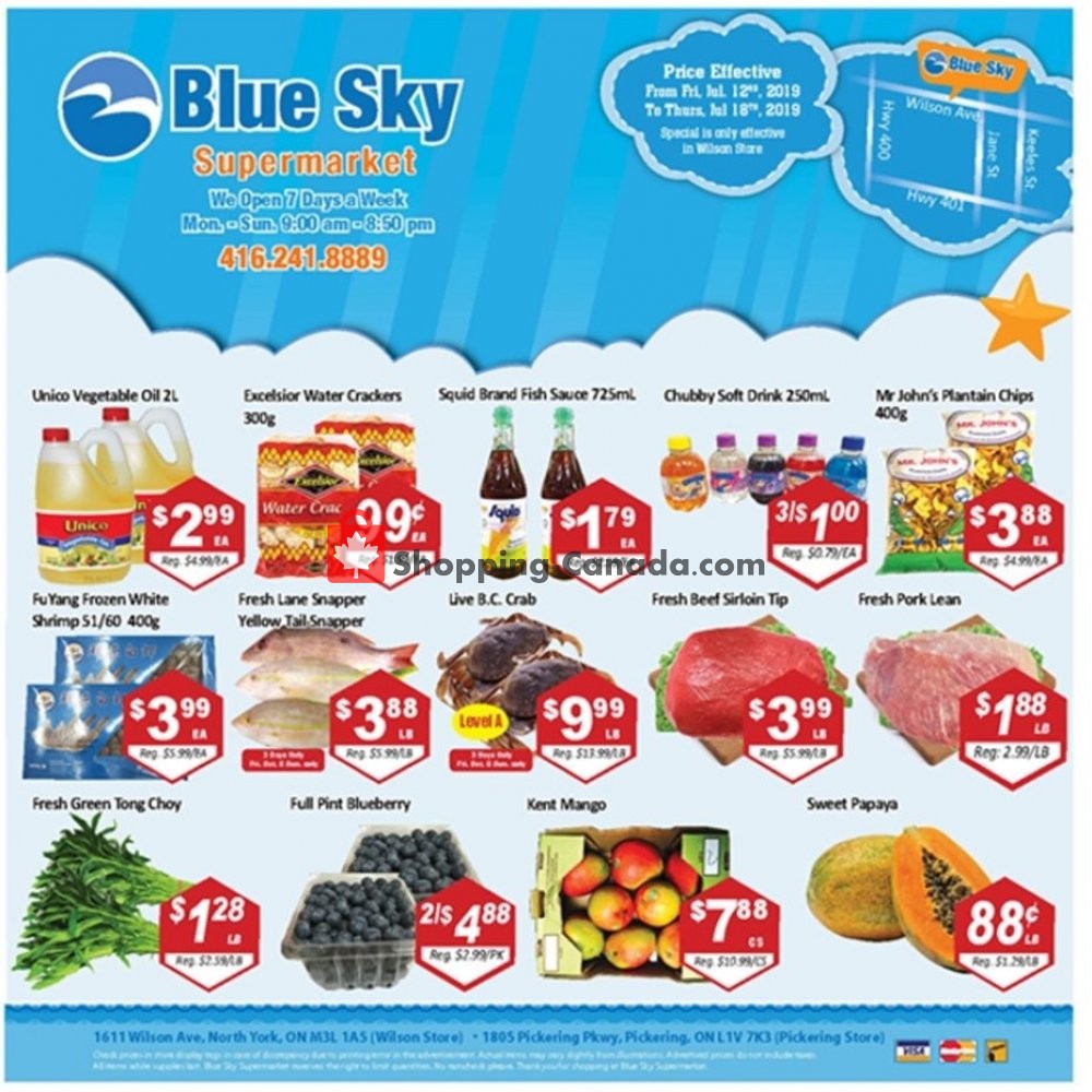 Blue Sky Supermarket flyer from Friday July 12, 2019 to Thursday July 18, 2019 - page 1
