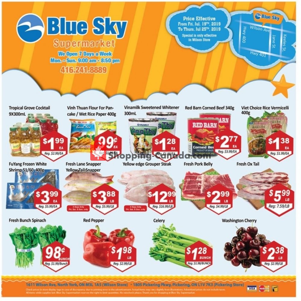 Blue Sky Supermarket flyer from Friday July 19, 2019 to Thursday July 25, 2019 - page 1