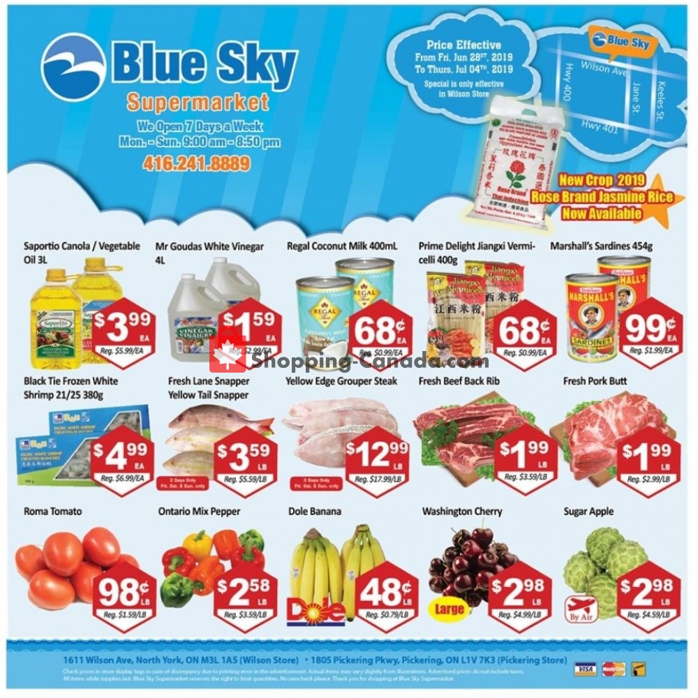 Blue Sky Supermarket flyer from Friday June 28, 2019 to Thursday July 4, 2019 - page 1