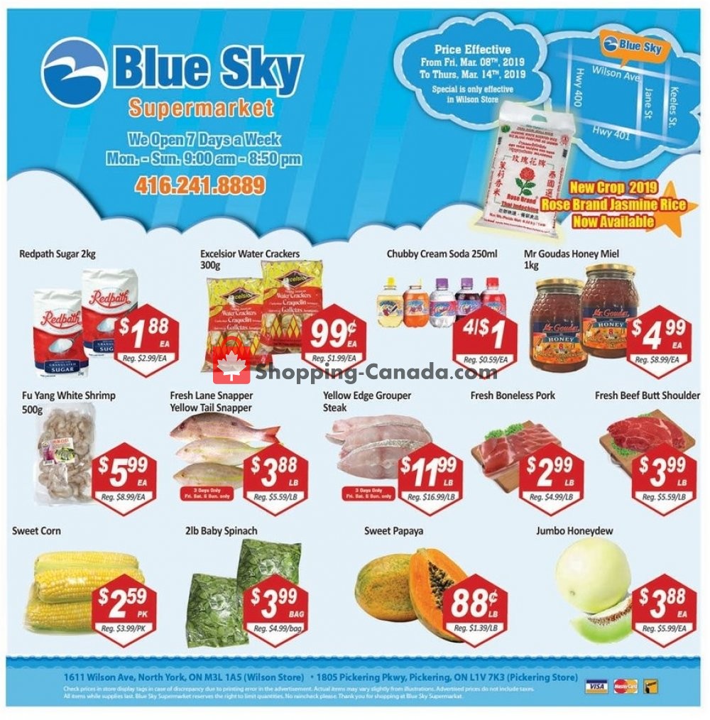 Blue Sky Supermarket flyer from Friday March 8, 2019 to Thursday March 14, 2019 - page 1