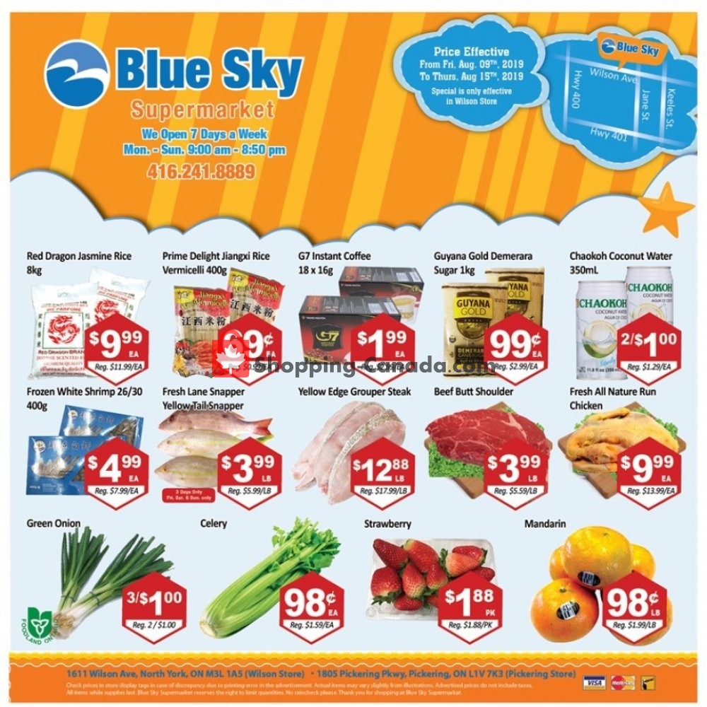 Blue Sky Supermarket flyer from Friday August 9, 2019 to Thursday August 15, 2019 - page 1