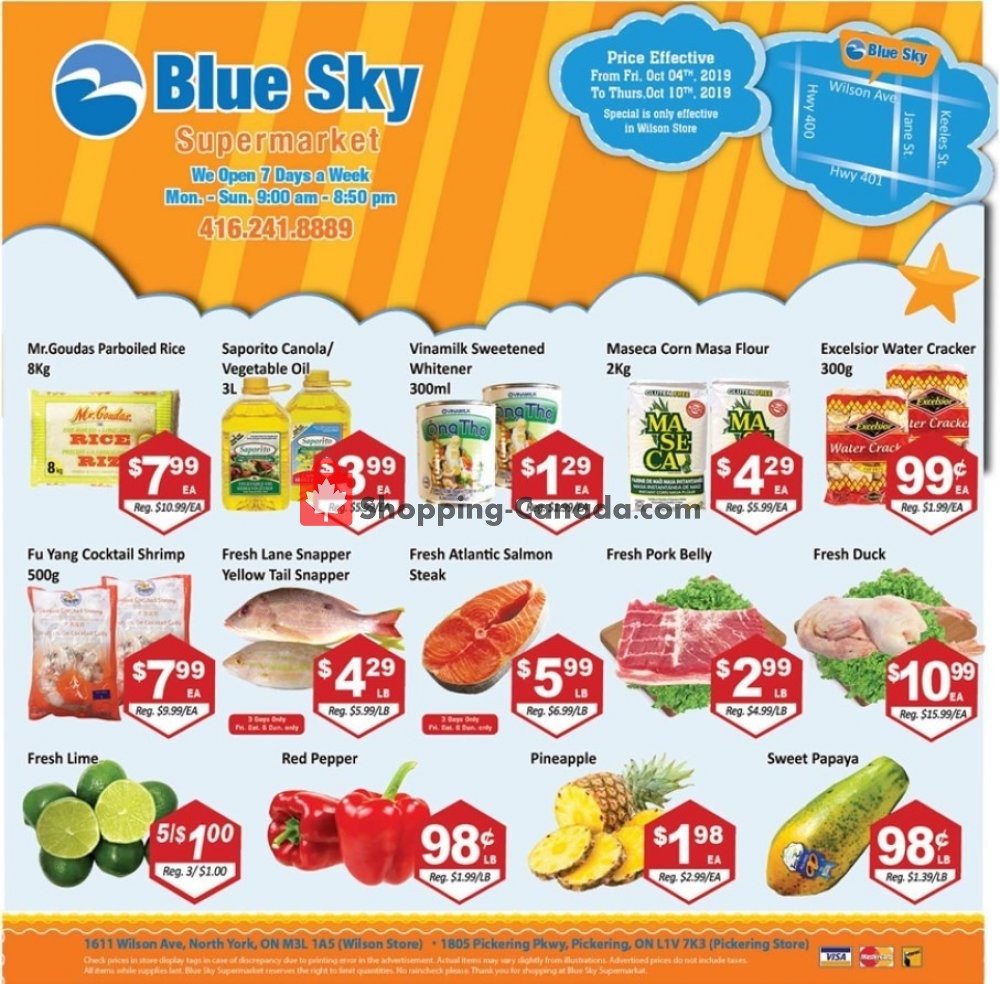 Blue Sky Supermarket flyer from Friday October 4, 2019 to Thursday October 10, 2019 - page 1