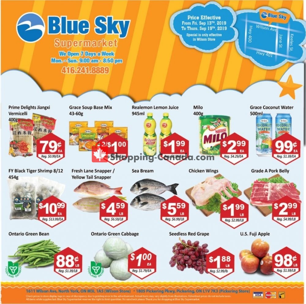 Blue Sky Supermarket flyer from Friday September 13, 2019 to Thursday September 19, 2019 - page 1