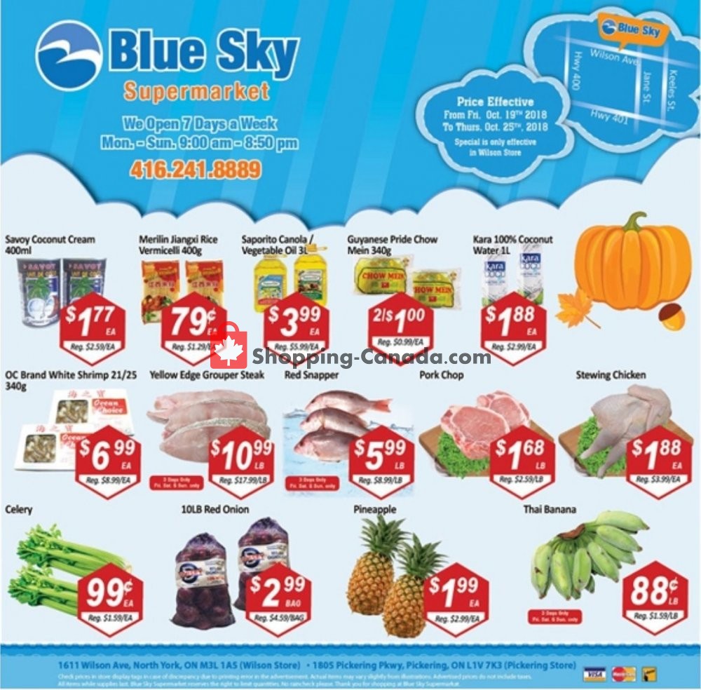 Blue Sky Supermarket flyer from Friday October 19, 2018 to Thursday October 25, 2018 - page 1