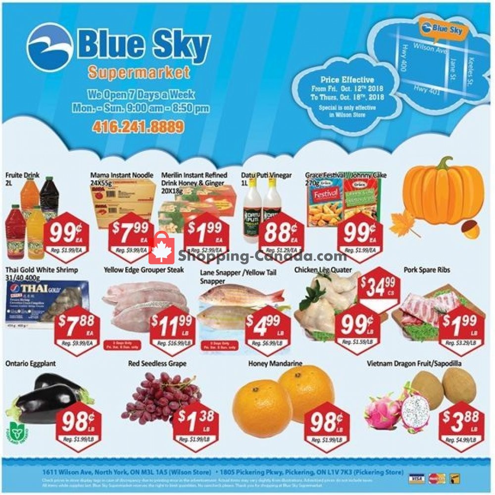 Blue Sky Supermarket flyer from Friday October 12, 2018 to Thursday October 18, 2018 - page 1