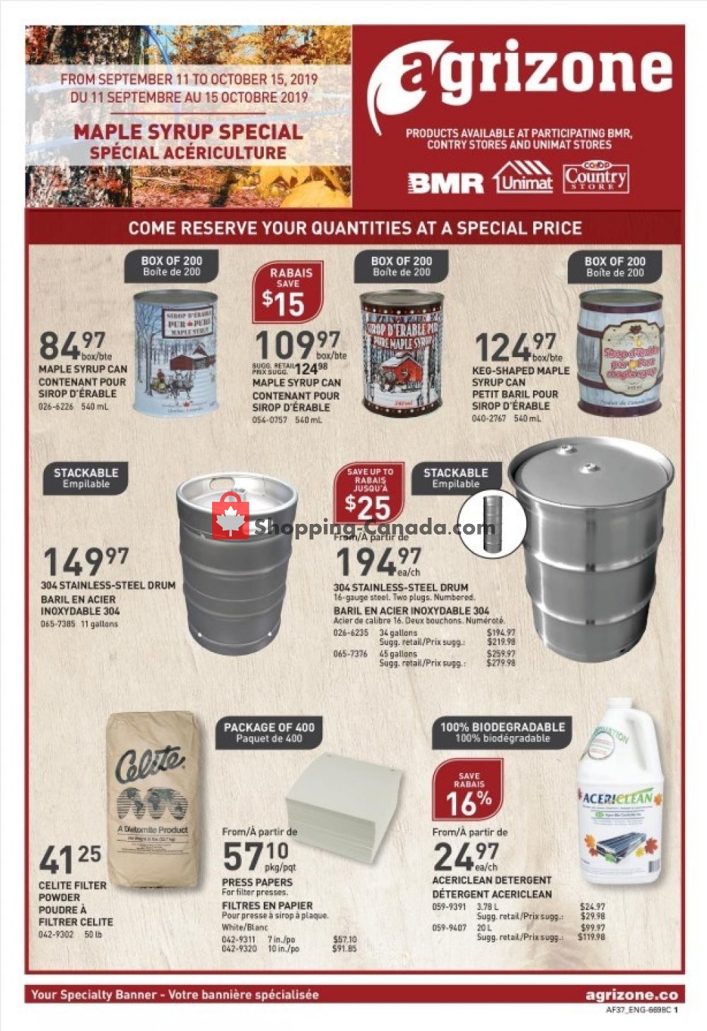 BMR flyer from Wednesday September 11, 2019 to Tuesday October 15, 2019 - page 1