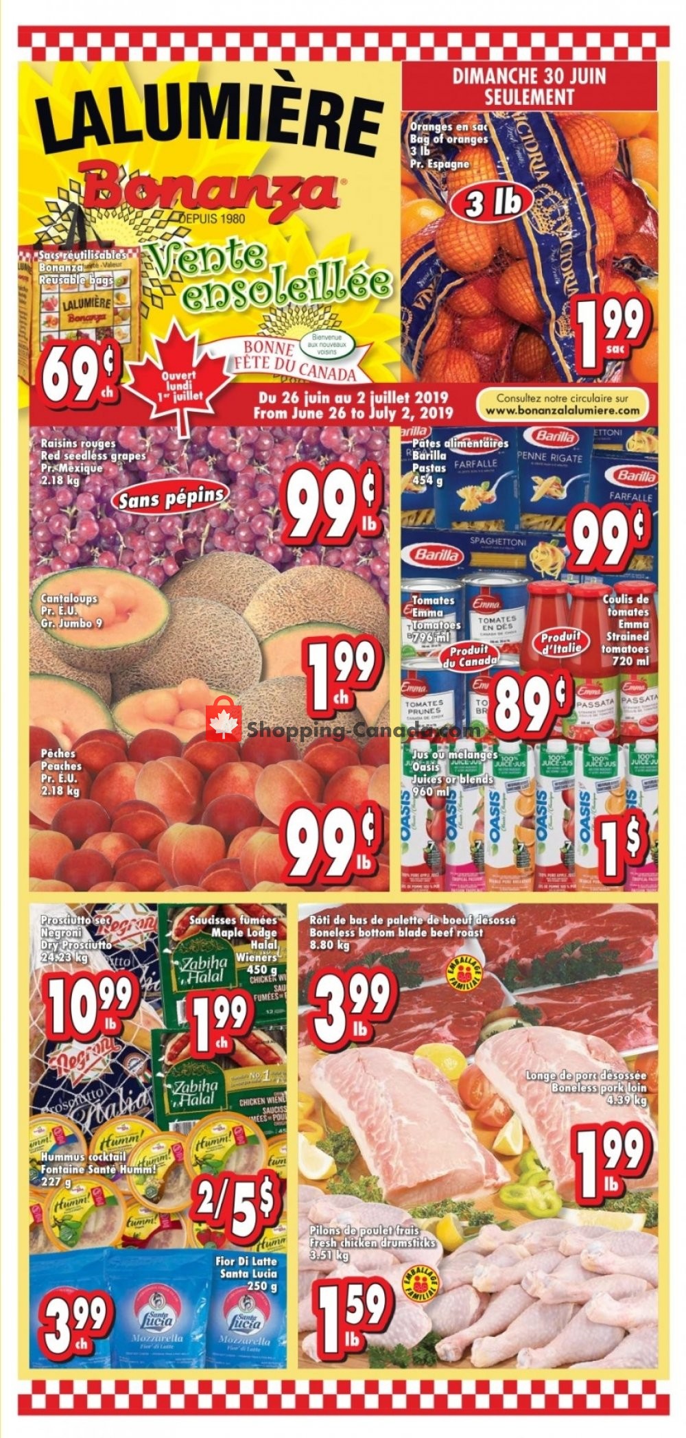 Bonanza Lalumière flyer from Wednesday June 26, 2019 to Tuesday July 2, 2019 - page 1