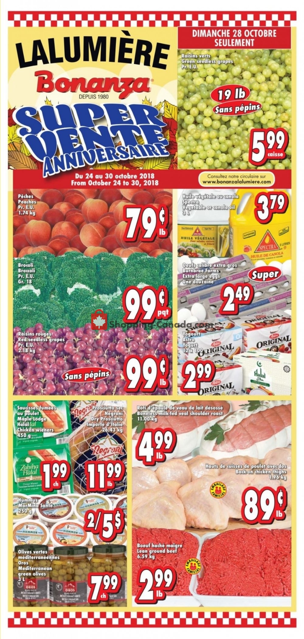 Bonanza Lalumière flyer from Wednesday October 24, 2018 to Tuesday October 30, 2018 - page 1