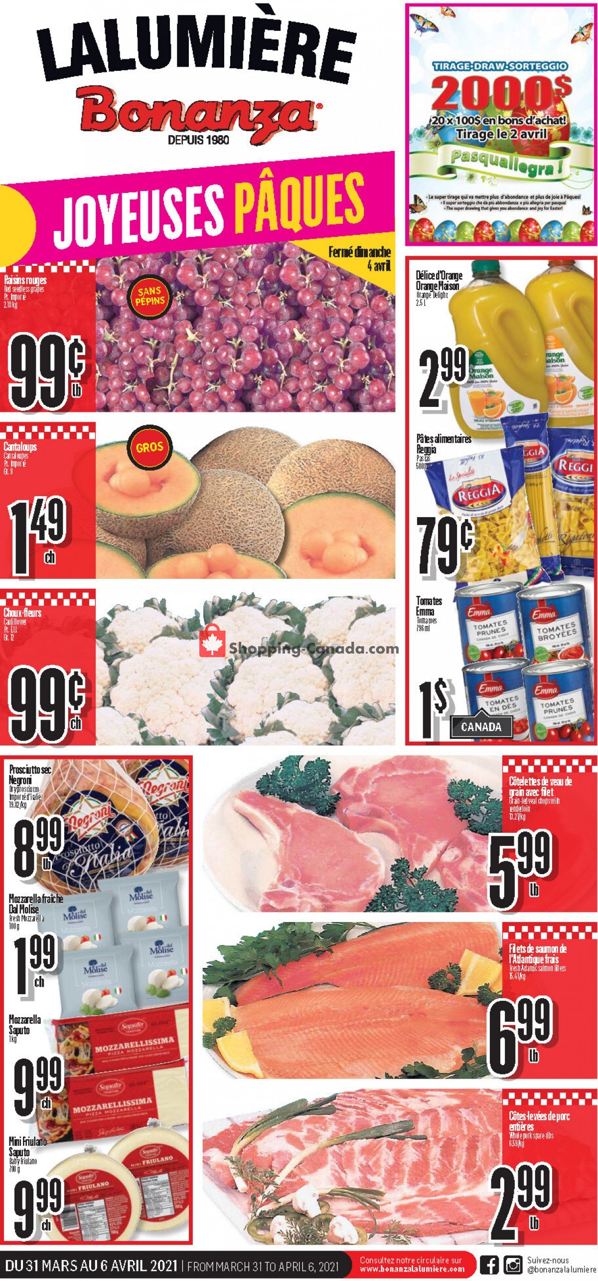 Bonanza Lalumière flyer from Wednesday March 31, 2021 to Tuesday April 6, 2021 - page 1