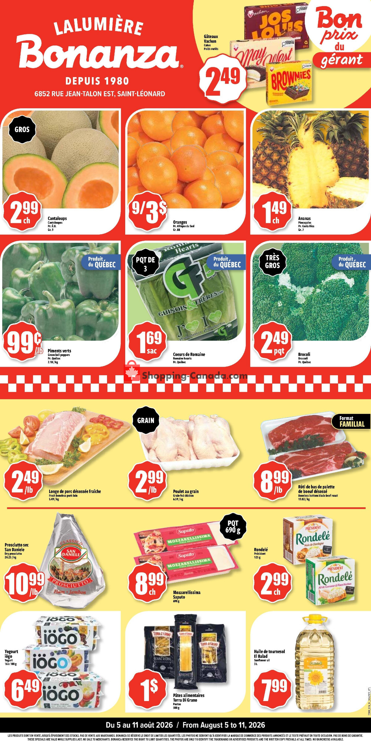 Bonanza Lalumière flyer from Wednesday August 5, 2026 to Tuesday August 11, 2026 - page 1