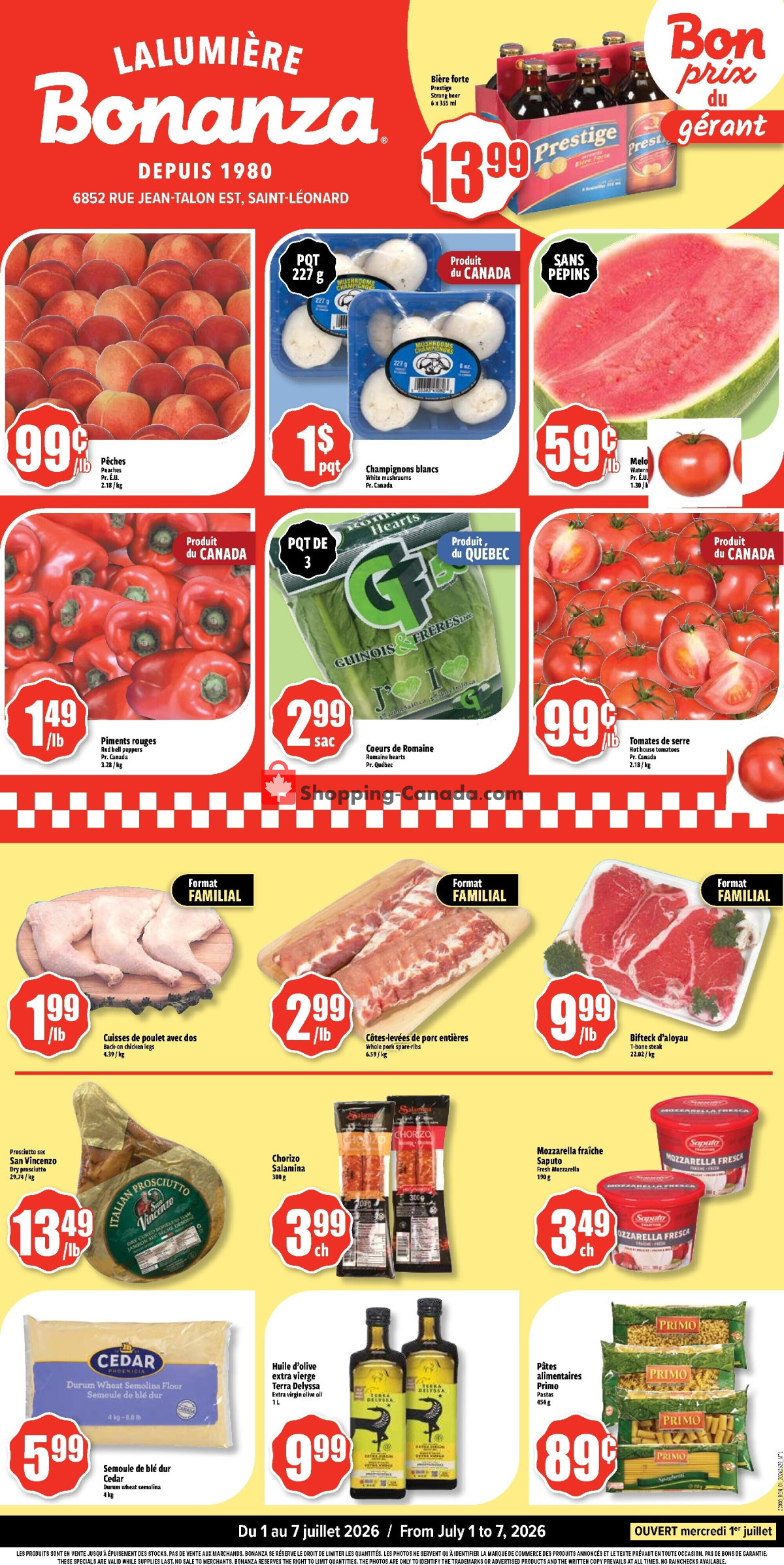 Bonanza Lalumière flyer from Wednesday July 1, 2026 to Tuesday July 7, 2026 - page 1