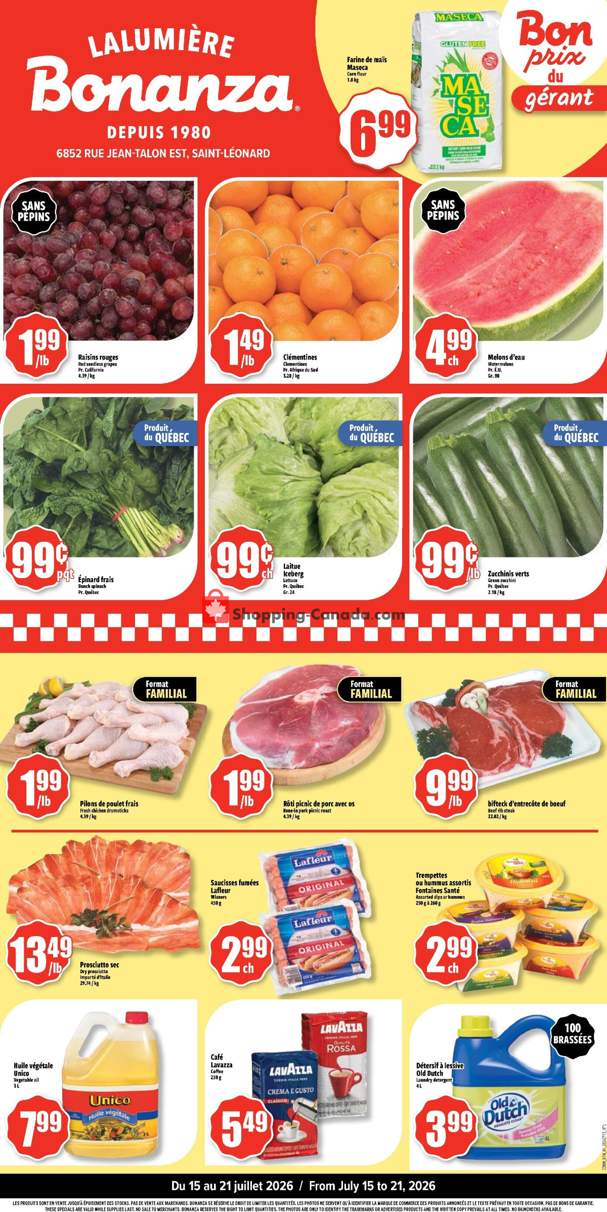 First page of Bonanza Lalumière flyer - preview - from Wednesday July 15, 2026 to Tuesday July 21, 2026