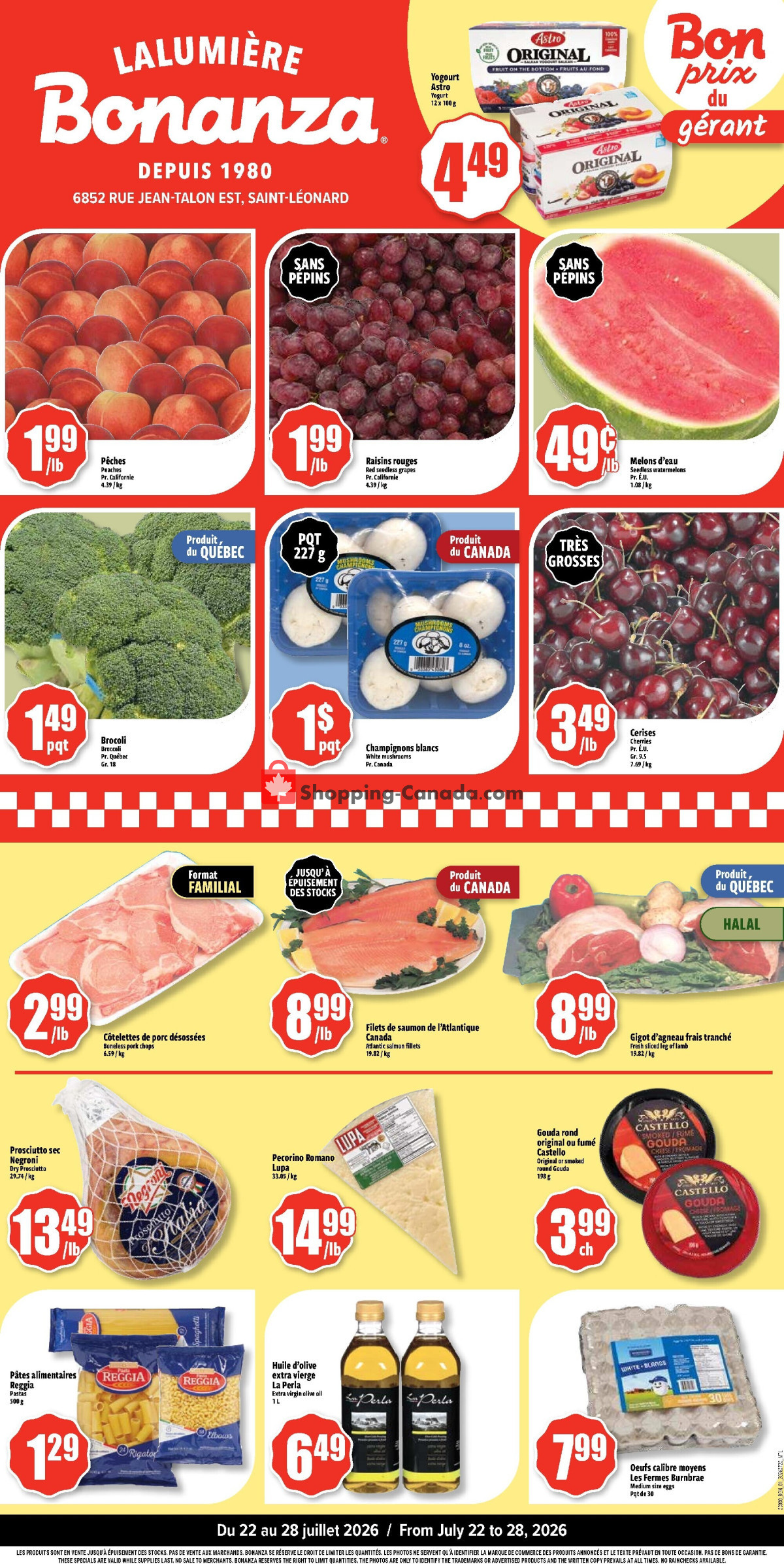 Bonanza Lalumière flyer from Wednesday July 22, 2026 to Tuesday July 28, 2026 - page 1