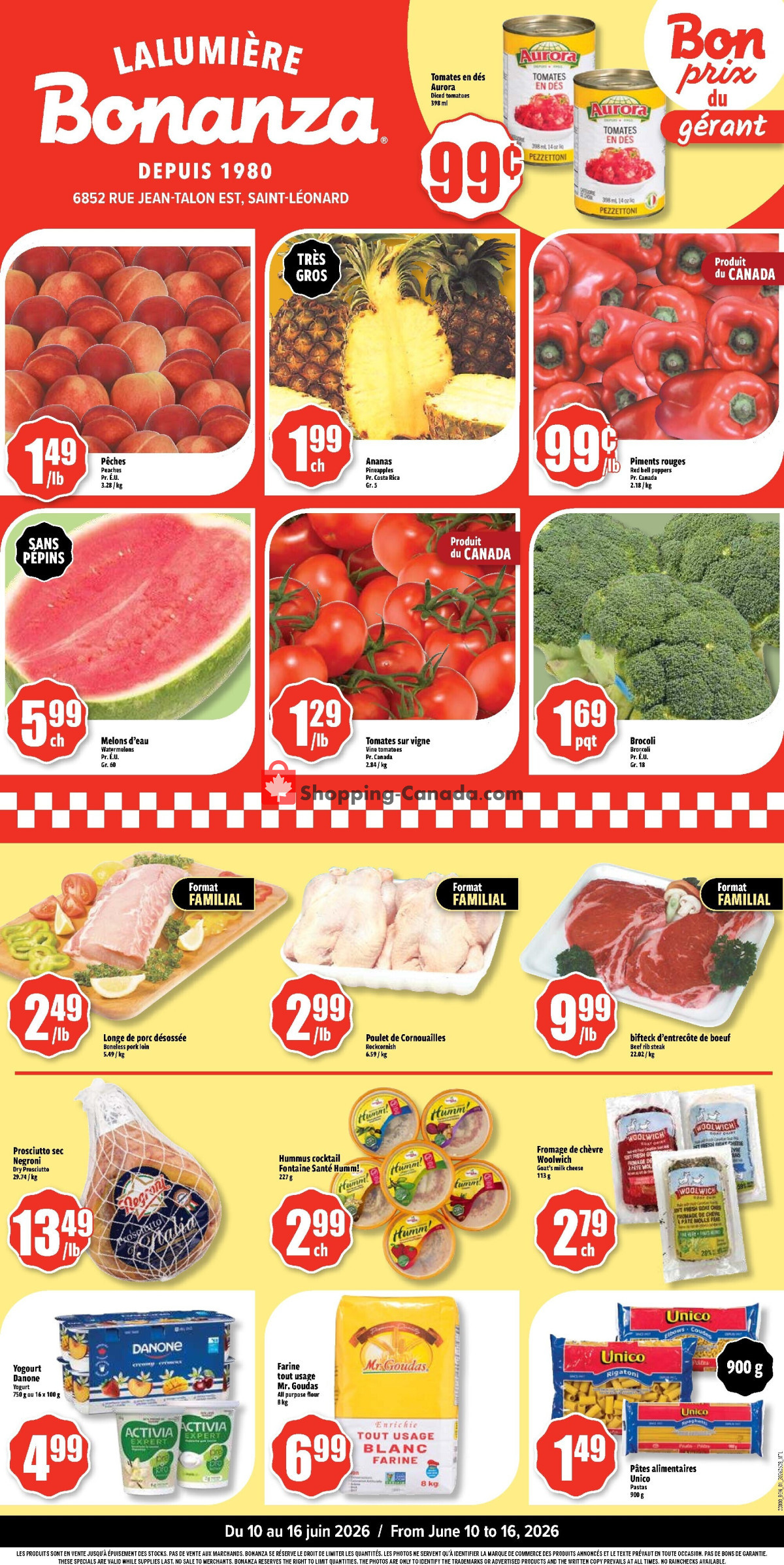 Bonanza Lalumière flyer from Wednesday June 10, 2026 to Tuesday June 16, 2026 - page 1