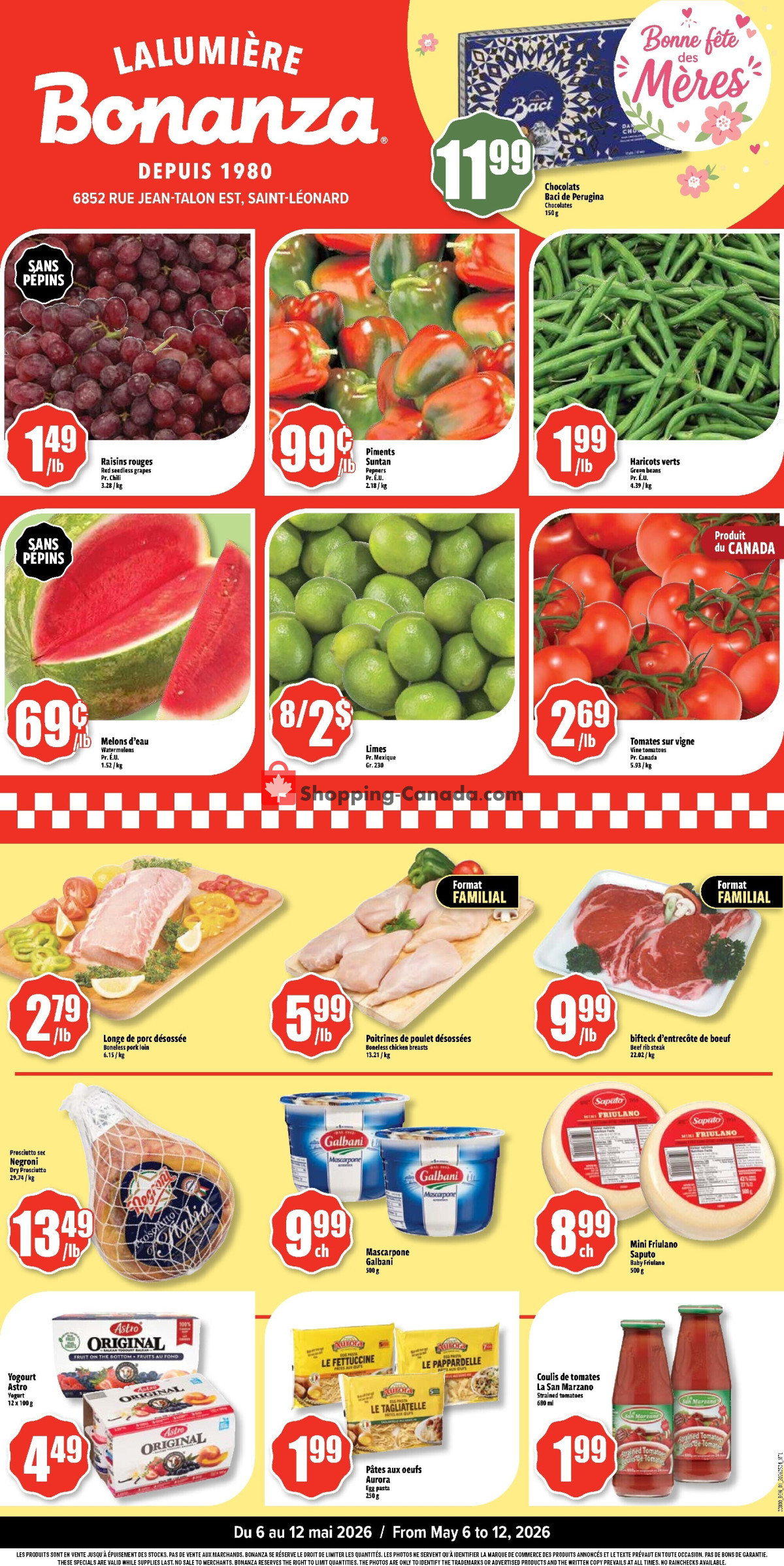 Bonanza Lalumière flyer from Wednesday May 6, 2026 to Tuesday May 12, 2026 - page 1