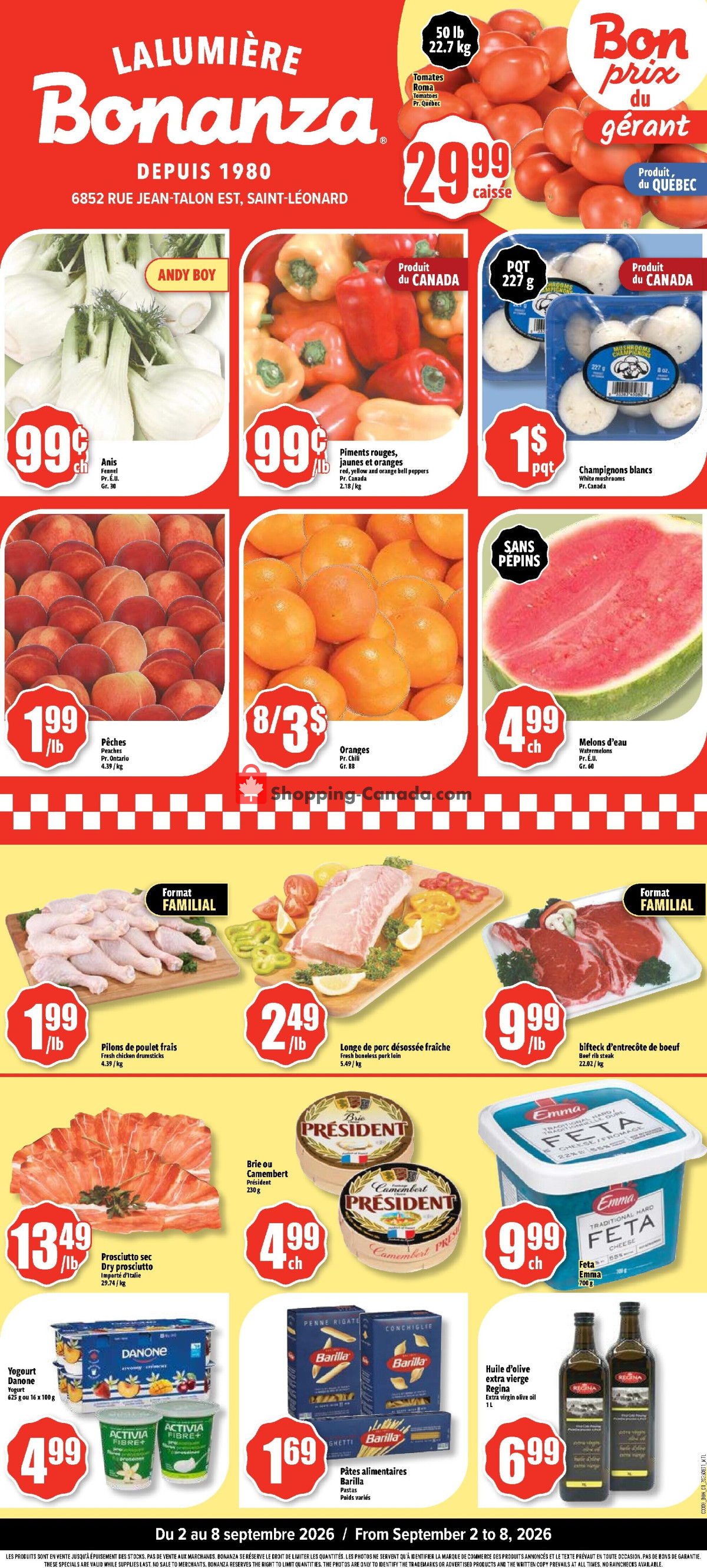 Bonanza Lalumière flyer from Wednesday September 2, 2026 to Tuesday September 8, 2026 - page 1