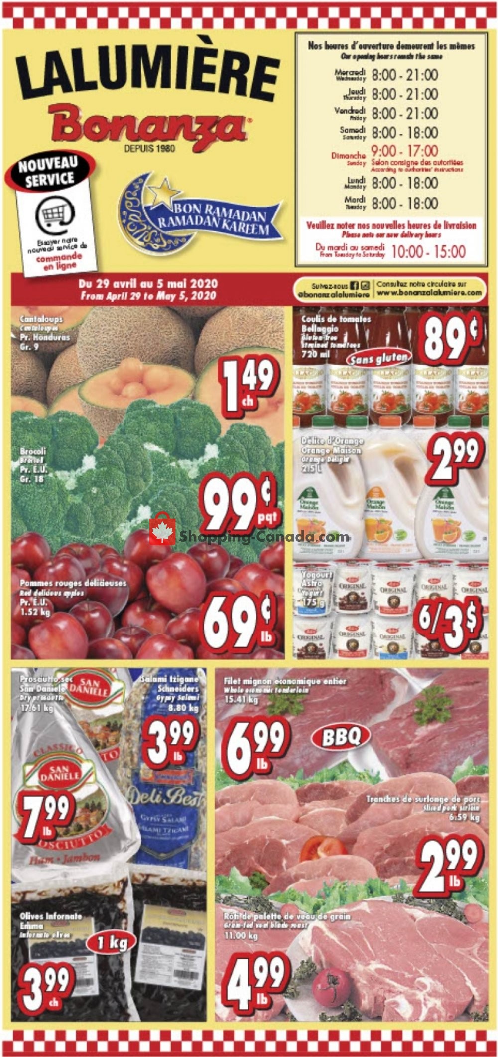 Bonanza Lalumière flyer from Wednesday April 29, 2020 to Tuesday May 5, 2020 - page 1