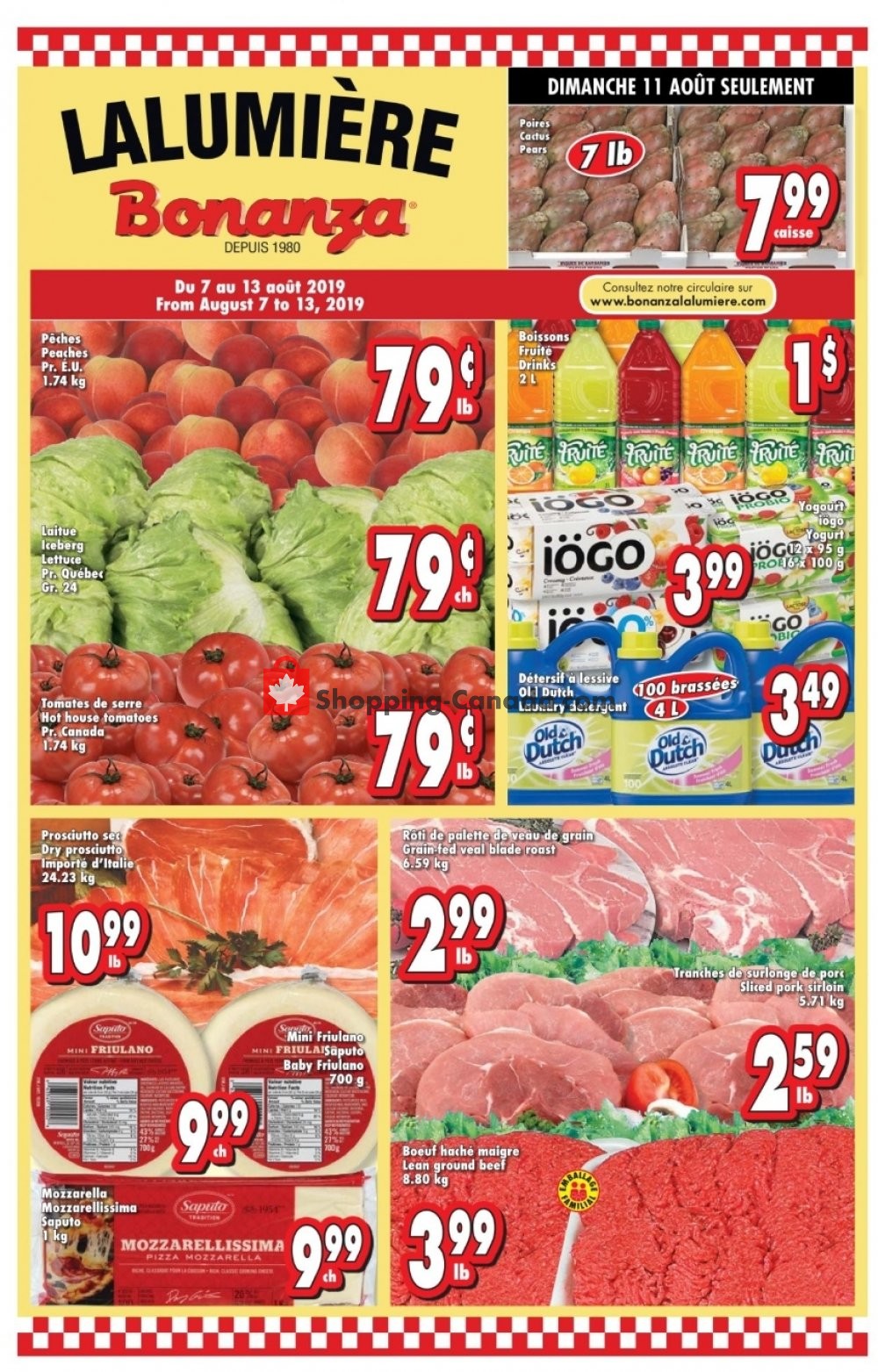 Bonanza Lalumière flyer from Wednesday August 7, 2019 to Tuesday August 13, 2019 - page 1