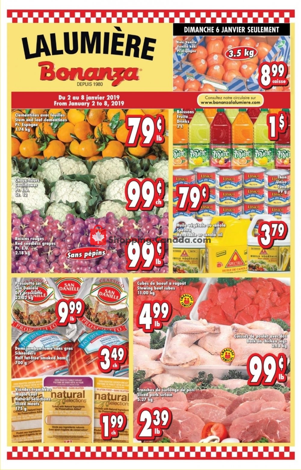 Bonanza Lalumière flyer from Wednesday January 2, 2019 to Tuesday January 8, 2019 - page 1