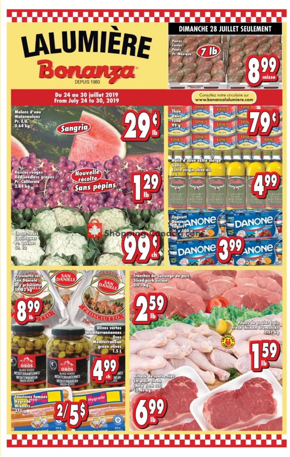 Bonanza Lalumière flyer from Wednesday July 24, 2019 to Tuesday July 30, 2019 - page 1