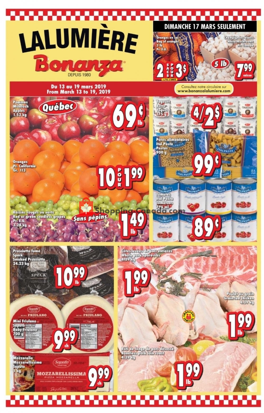 Bonanza Lalumière flyer from Wednesday March 13, 2019 to Tuesday March 19, 2019 - page 1