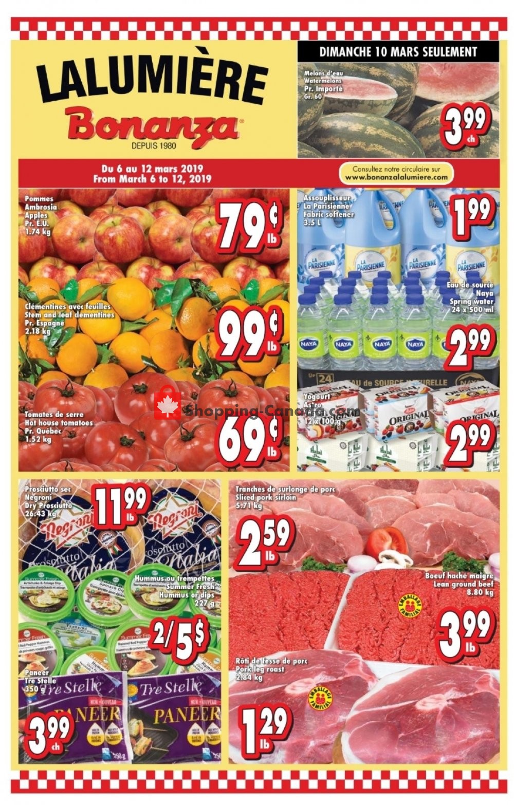 Bonanza Lalumière flyer from Wednesday March 6, 2019 to Tuesday March 12, 2019 - page 1