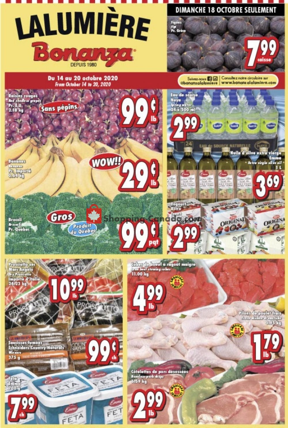 Bonanza Lalumière flyer from Wednesday October 14, 2020 to Tuesday October 20, 2020 - page 1