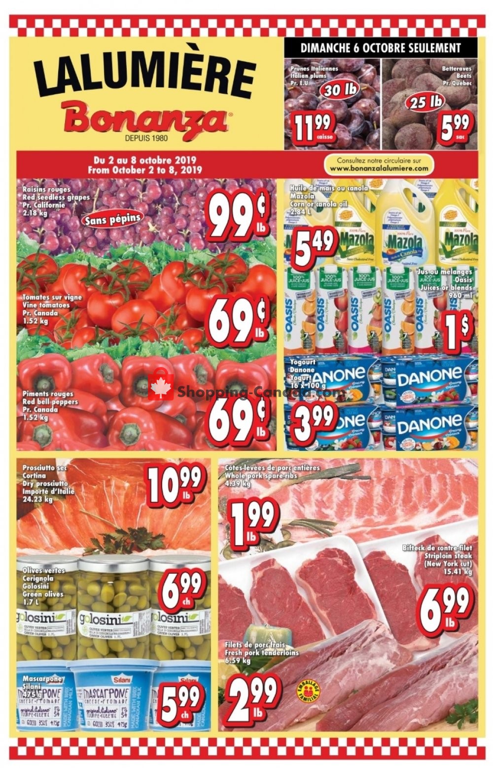 Bonanza Lalumière flyer from Wednesday October 2, 2019 to Tuesday October 8, 2019 - page 1