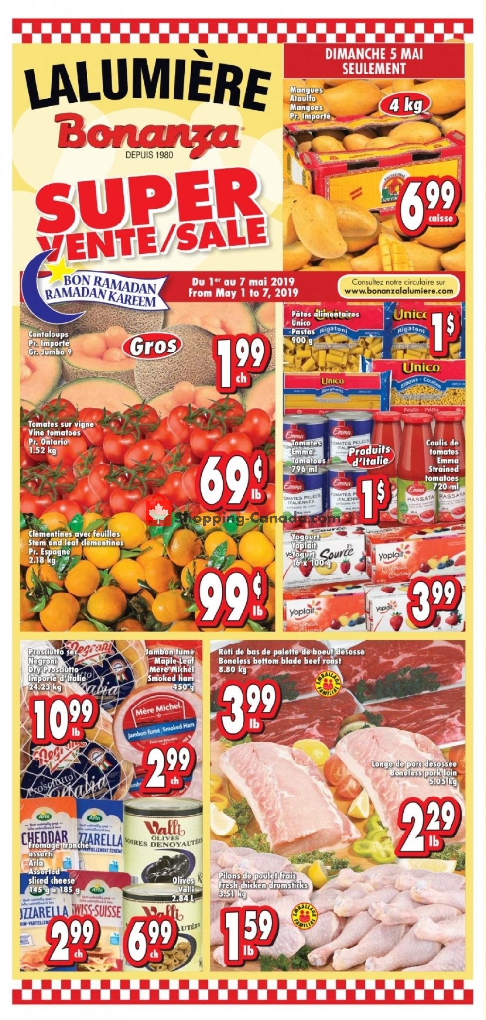 Bonanza Lalumière flyer from Wednesday May 1, 2019 to Tuesday May 7, 2019 - page 1