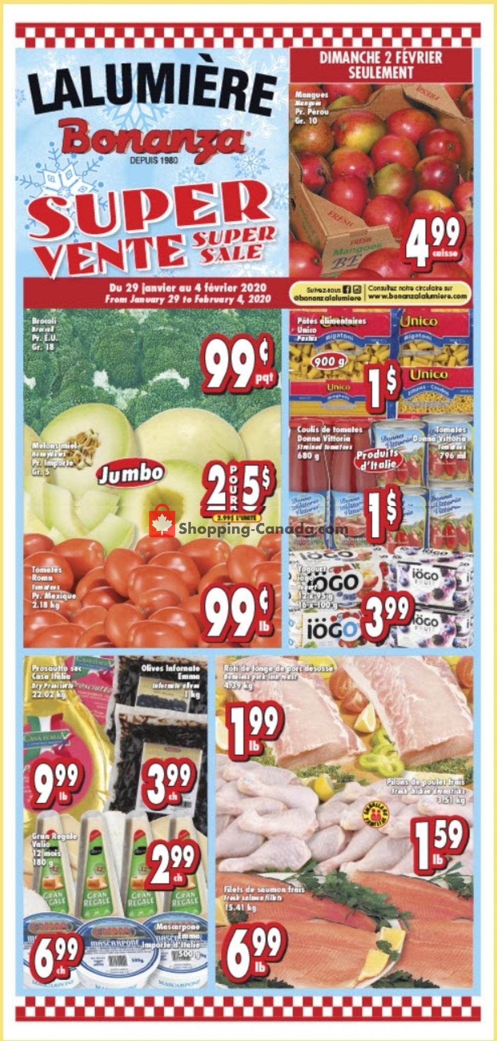 Bonanza Lalumière flyer from Wednesday January 29, 2020 to Tuesday February 4, 2020 - page 1
